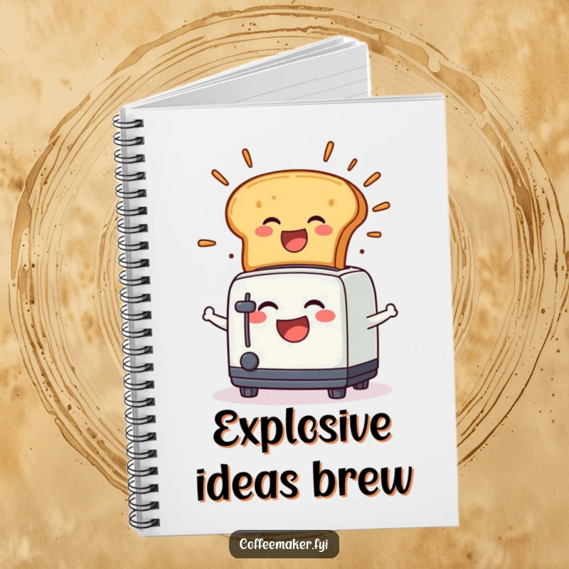 Funny Notebook: A laughing toaster character in a joyful toast explosion, inspiring creative and humorous writing.