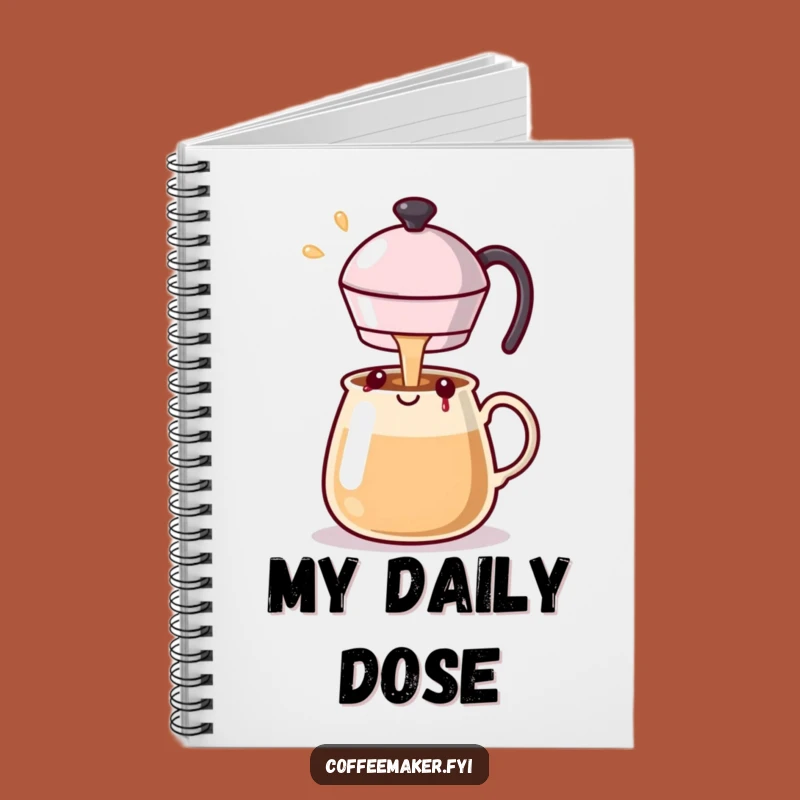 Funny Kawaii Coffee Pot Notebook for Happy Notes - Gift Idea!