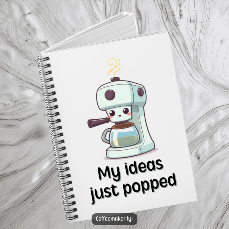 Funny Surprised Coffee Maker Notebook: Coffee machine shocked with steam puffing, inspiring surprising ideas and humorous note-taking.