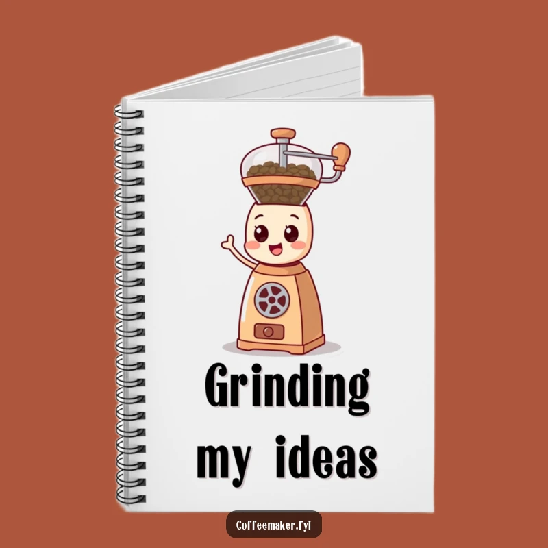 Funny Spinning Coffee Grinder Notebook, Energetic Journal for Fresh Ideas