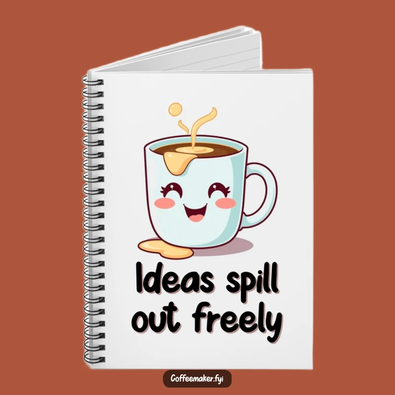 Funny Coffee Mug Notebook - Cute Spilling Character Journal