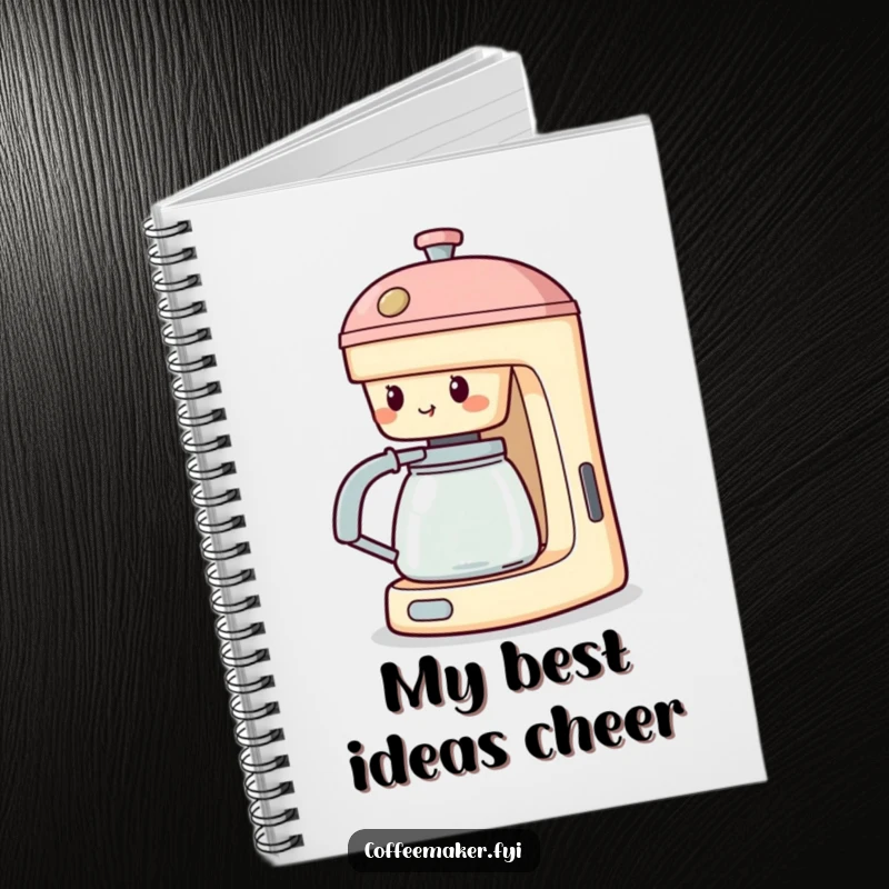 Funny Cheering Coffee Maker Notebook: Machine with spout extended, cheering, inspiring successful ideas and supportive note-taking.