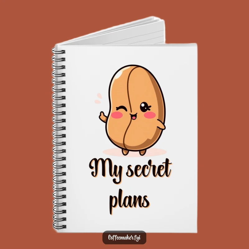 Funny Kawaii Coffee Bean Notebook with a Wink - Gift Idea!