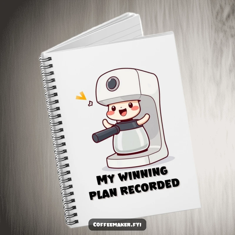 Funny Victorious Coffee Maker Notebook: Machine doing a happy shimmy, inspiring successful ideas and celebratory note-taking.