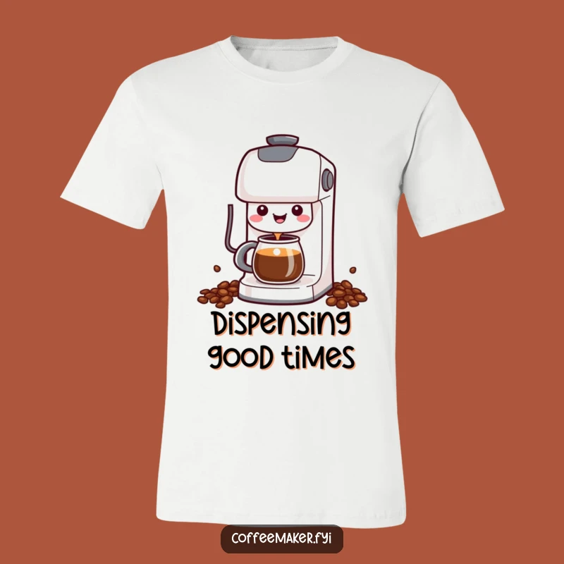 Funny Kawaii Coffee Maker T-Shirt: Happy Dispensing, Hilarious Coffee Lover Wear