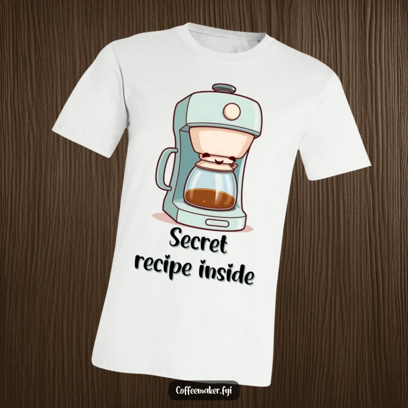 Funny coffee maker character peeking with a mischievous grin from its slightly ajar lid, perfect for a tee.