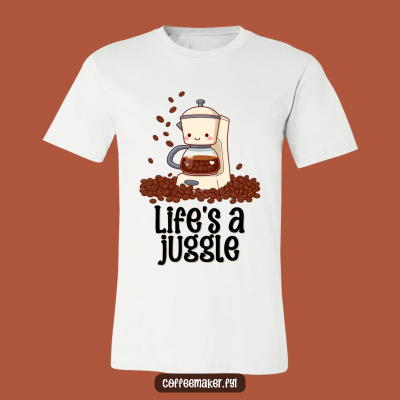 Funny Coffee Maker T-Shirt - Hilarious Bean Juggling Design for Coffee Addicts