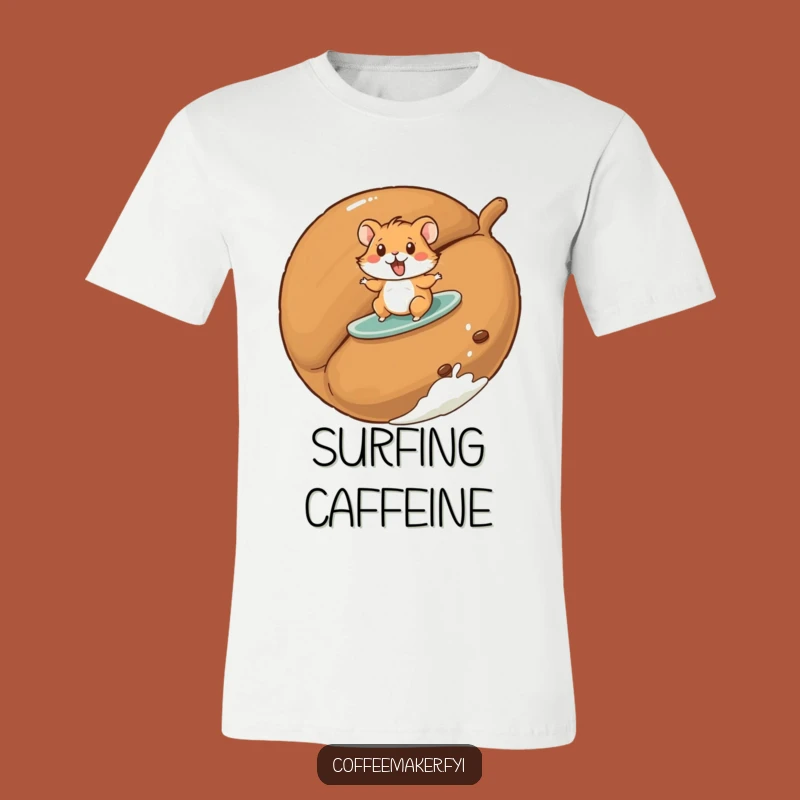 Funny Hamster T-Shirt: Playful Surfer Design on a Coffee Bean, Perfect Funny Gift