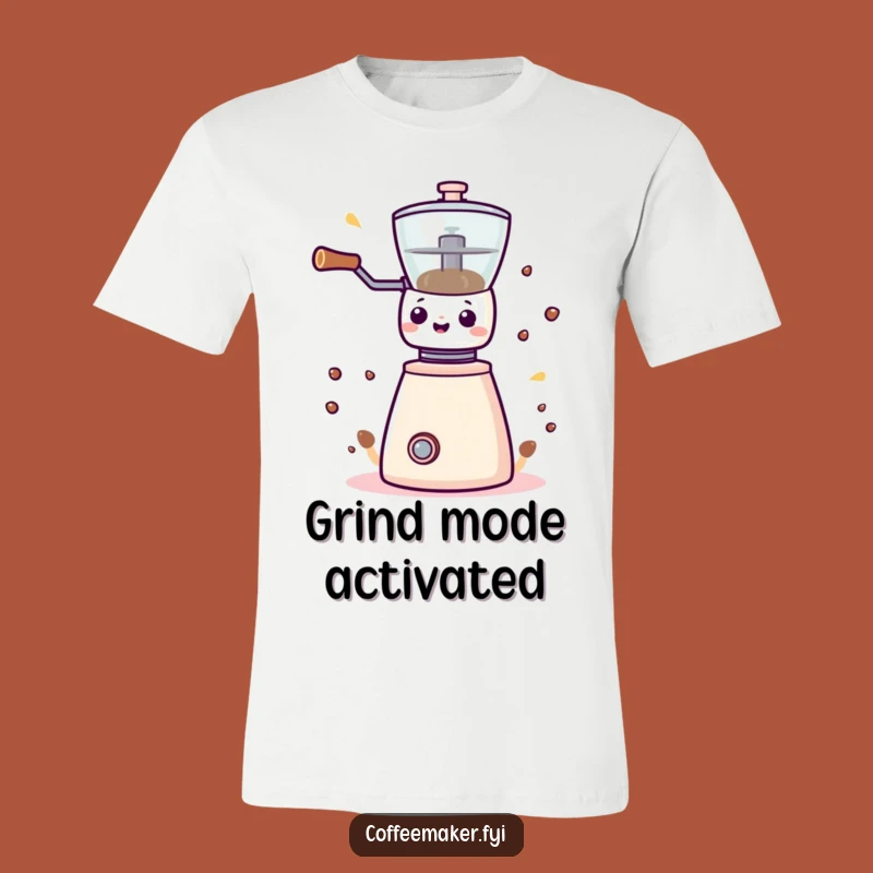 Funny Kawaii Coffee Grinder T-Shirt: Energetic Style for Coffee Addicts