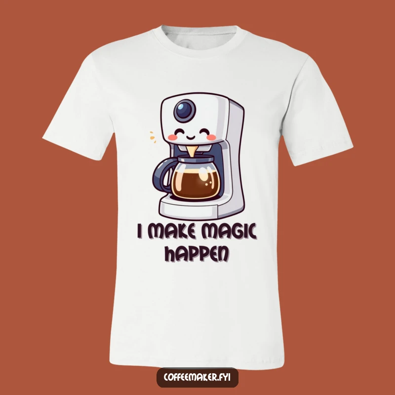 Funny Kawaii Coffee Maker Tee: Enthusiastic Brew Buddy for Your Wardrobe