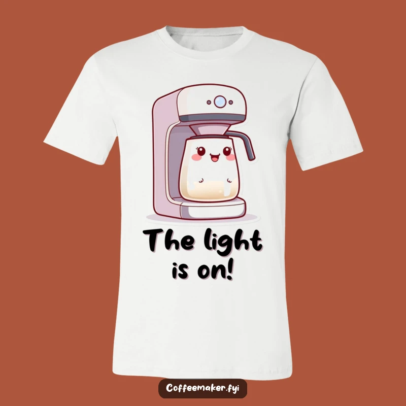 Funny Kawaii Coffee Maker Excitement T-Shirt: Blinking Light Joy, Brew Day Tee, Ideal Gift