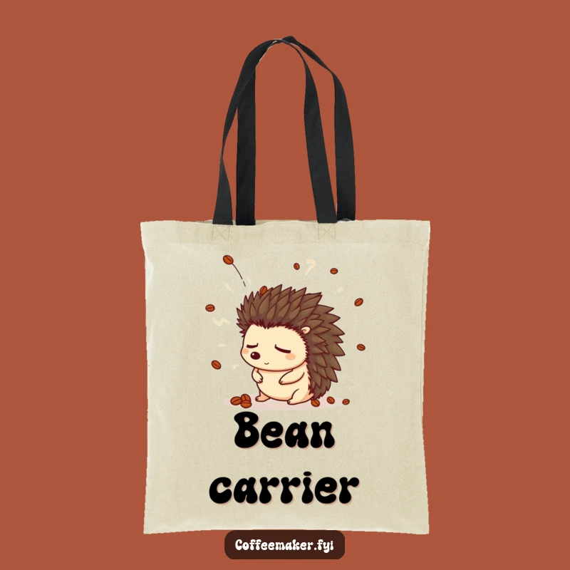 Funny Hedgehog Tote Bag: Carry Your Essentials with a Startled Awake Coffee Bean Theme