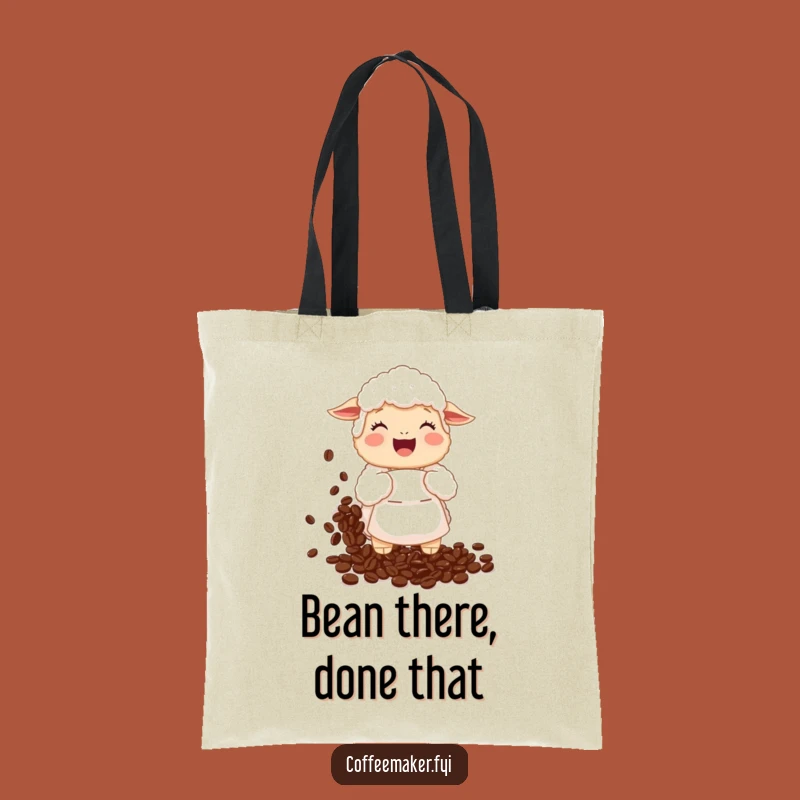 Funny Sheep Coffee Bean Tote Bag: Carry Your Beans with a Giggling Sheep