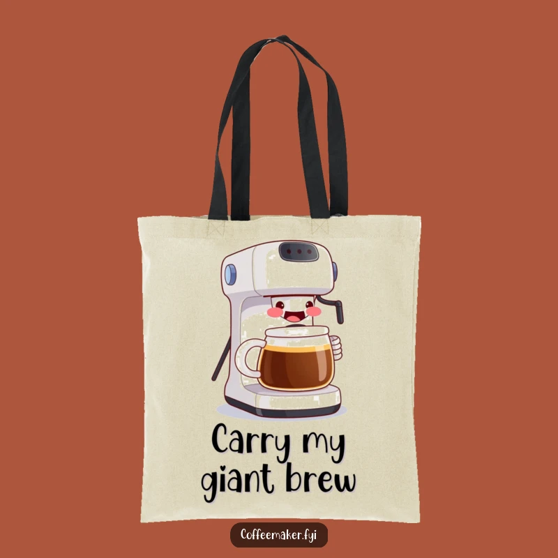 Funny Grinning Coffee Maker Tote Bag: Carry Your Coffee Dreams!