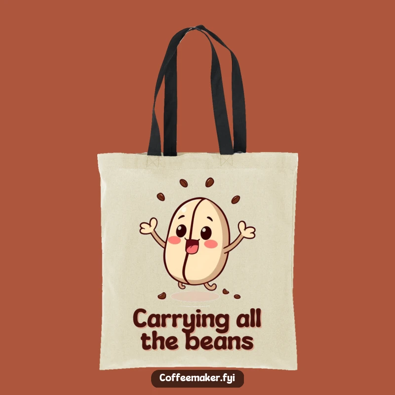 Funny Kawaii Coffee Bean Tote Bag - Bouncing Bean Style