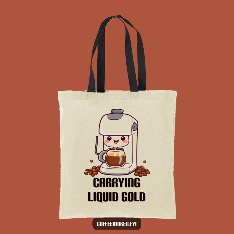 Funny Kawaii Coffee Maker Tote Bag: Cheerful Pour, Stylish Hilarious Accessory