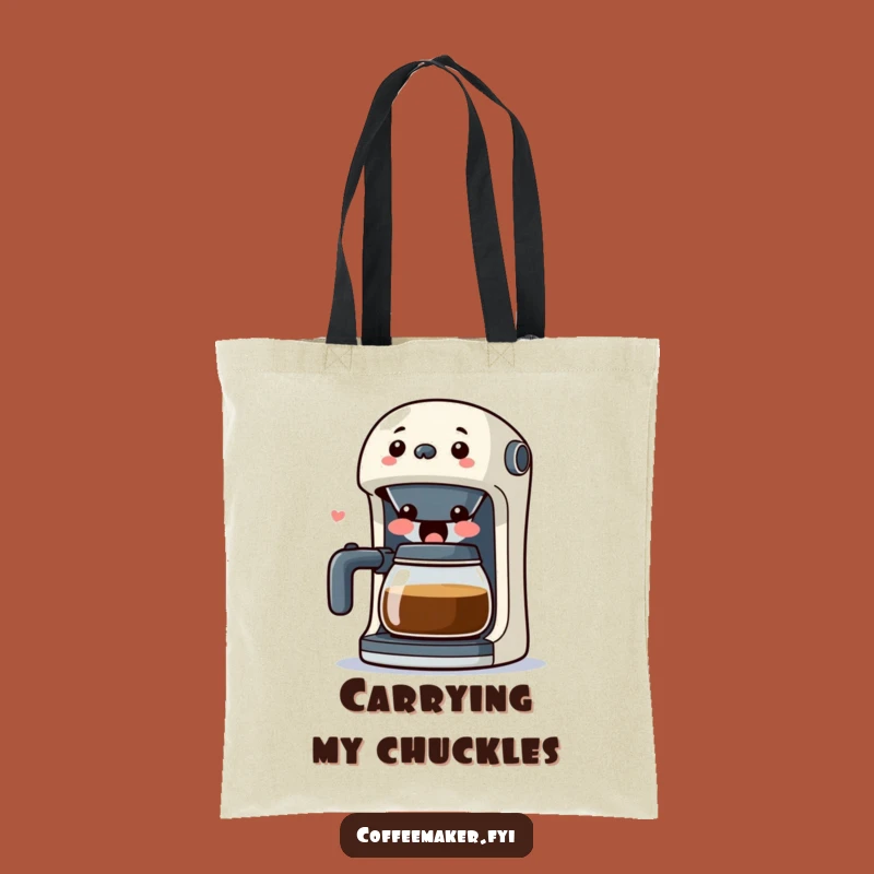 Funny Kawaii Coffee Maker Tote Bag: Laughing Spout, Hilarious Carry-All