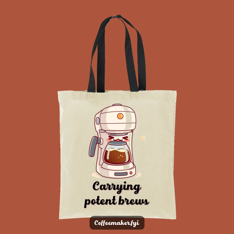 Funny Kawaii Coffee Maker Tote Bag: Haul Your Goods with a Winking, Bubbly Brew!