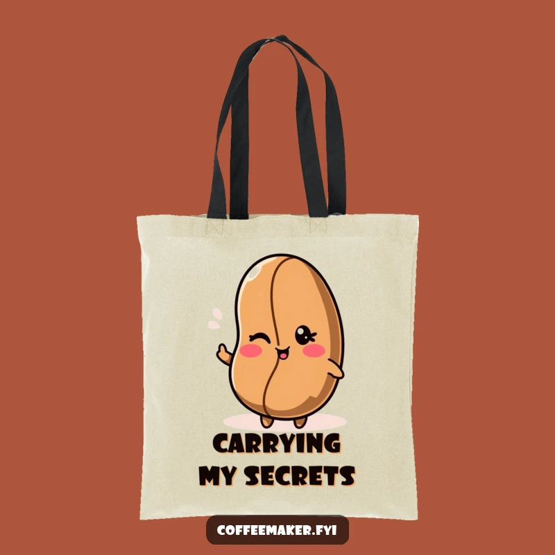 Funny Kawaii Coffee Bean Tote Bag with a Wink - Carry Joy!