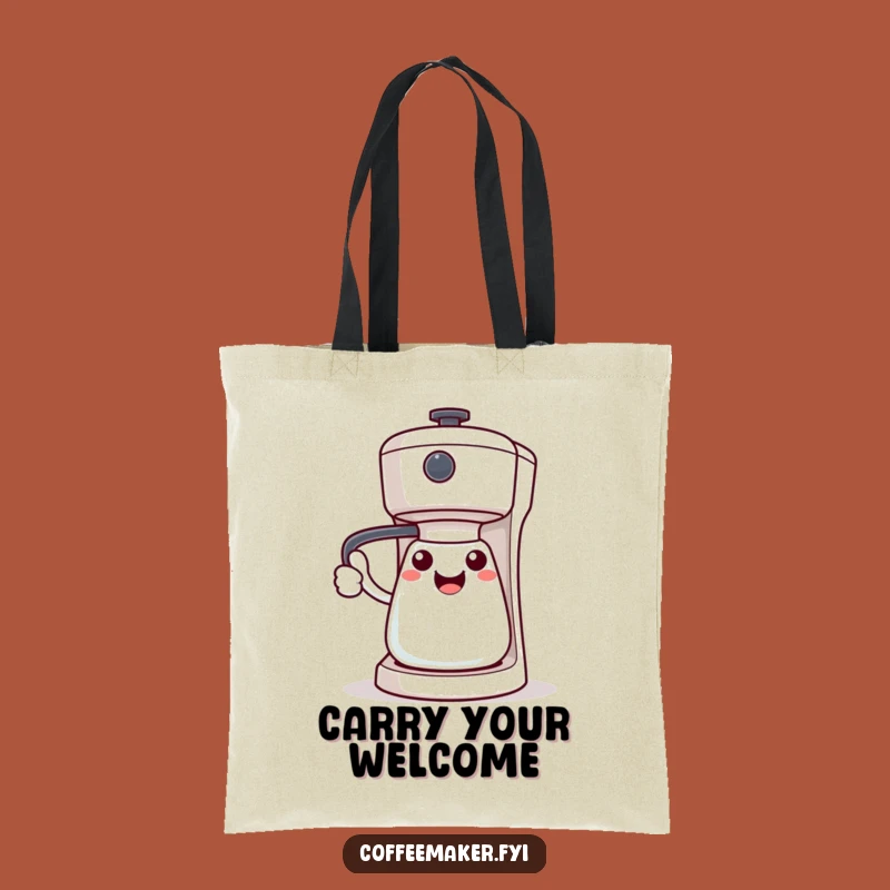 Funny Kawaii Coffee Maker Tote Bag: Welcoming Handle, Carry Joy, Handy Funny Gift