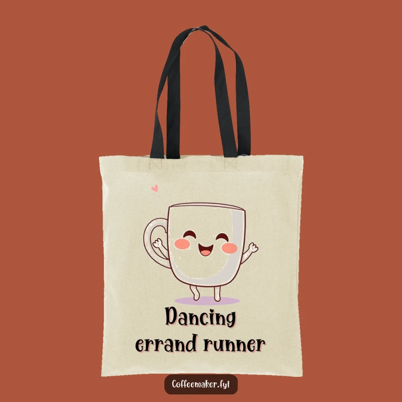 Funny Kawaii Coffee Mug Dancing Tote Bag - Carry Your Joyful Steps, Gift