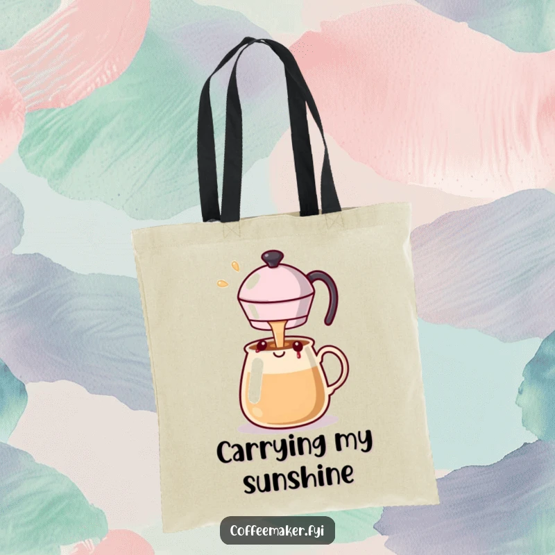Funny Kawaii coffee pot tote bag stylishly carrying a stream of pure happiness, ideal for everyday use.