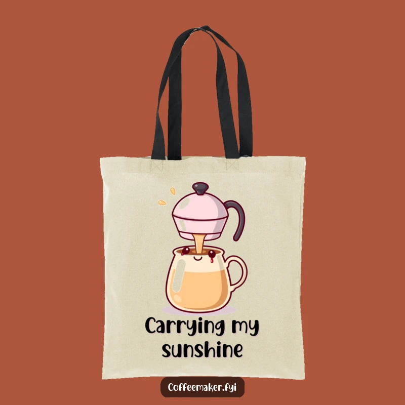 Funny Kawaii Coffee Pot Tote Bag Filled with Happiness - Carry Joy!