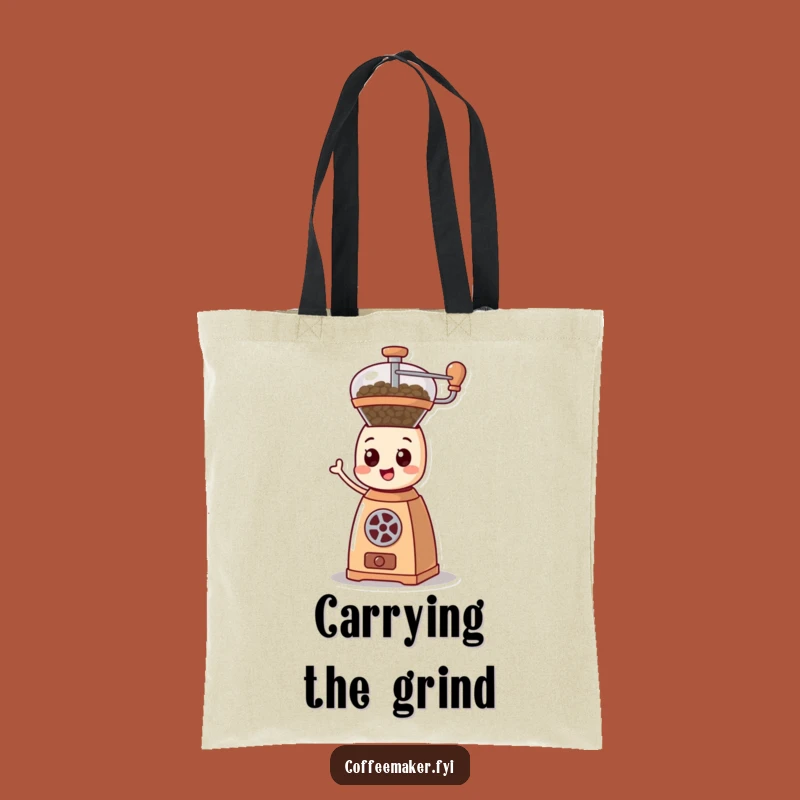 Funny Spinning Coffee Grinder Tote Bag, Durable and Humorous Carry-all for Coffee Lovers