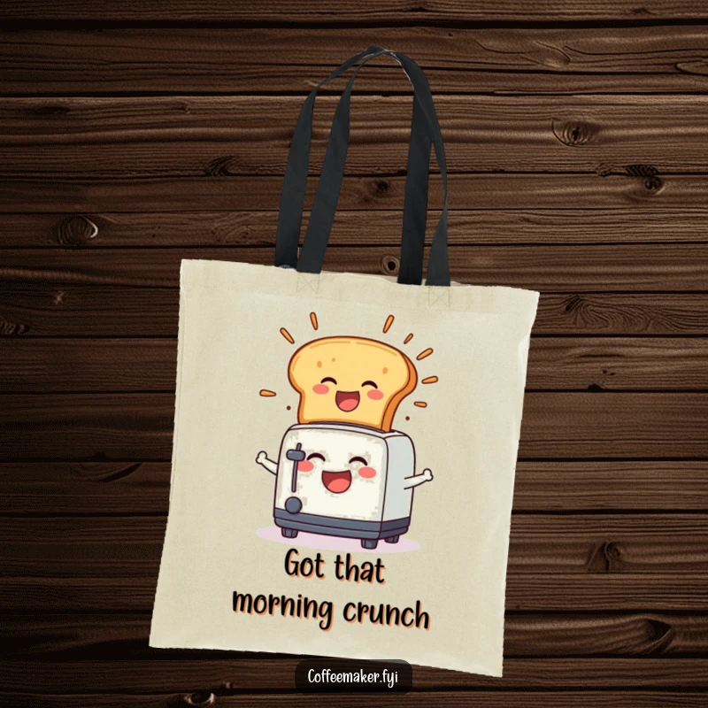 Funny Tote Bag: A laughing toaster character with a joyful toast explosion, perfect for carrying humor and essentials.