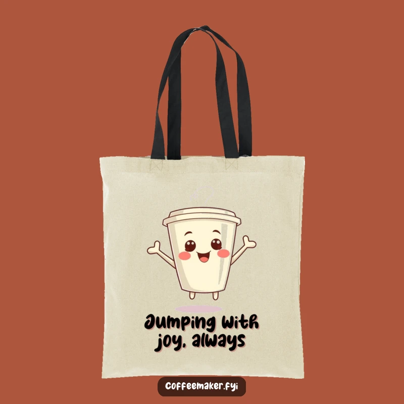 Funny Kawaii Coffee Cup Tote Bag - Giggling Joyful Carryall