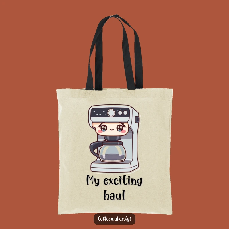 Funny Excited Coffee Maker Tote Bag: Carry Your Enthusiasm!