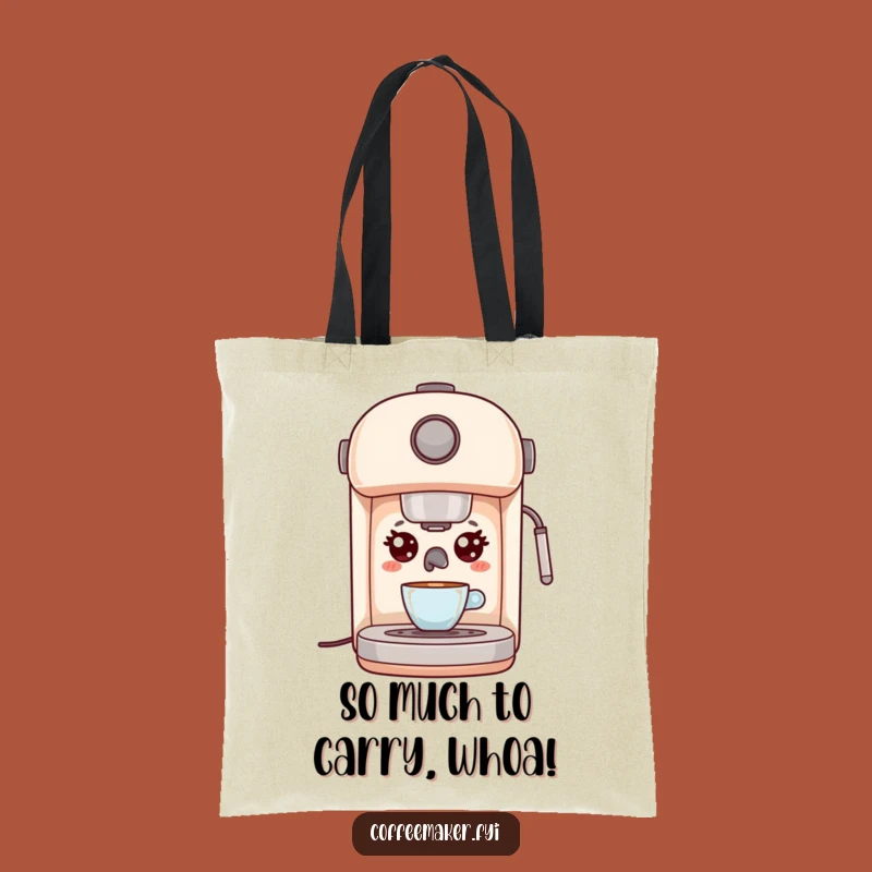 Funny Kawaii Espresso Machine Tote Bag - Surprised Carryall